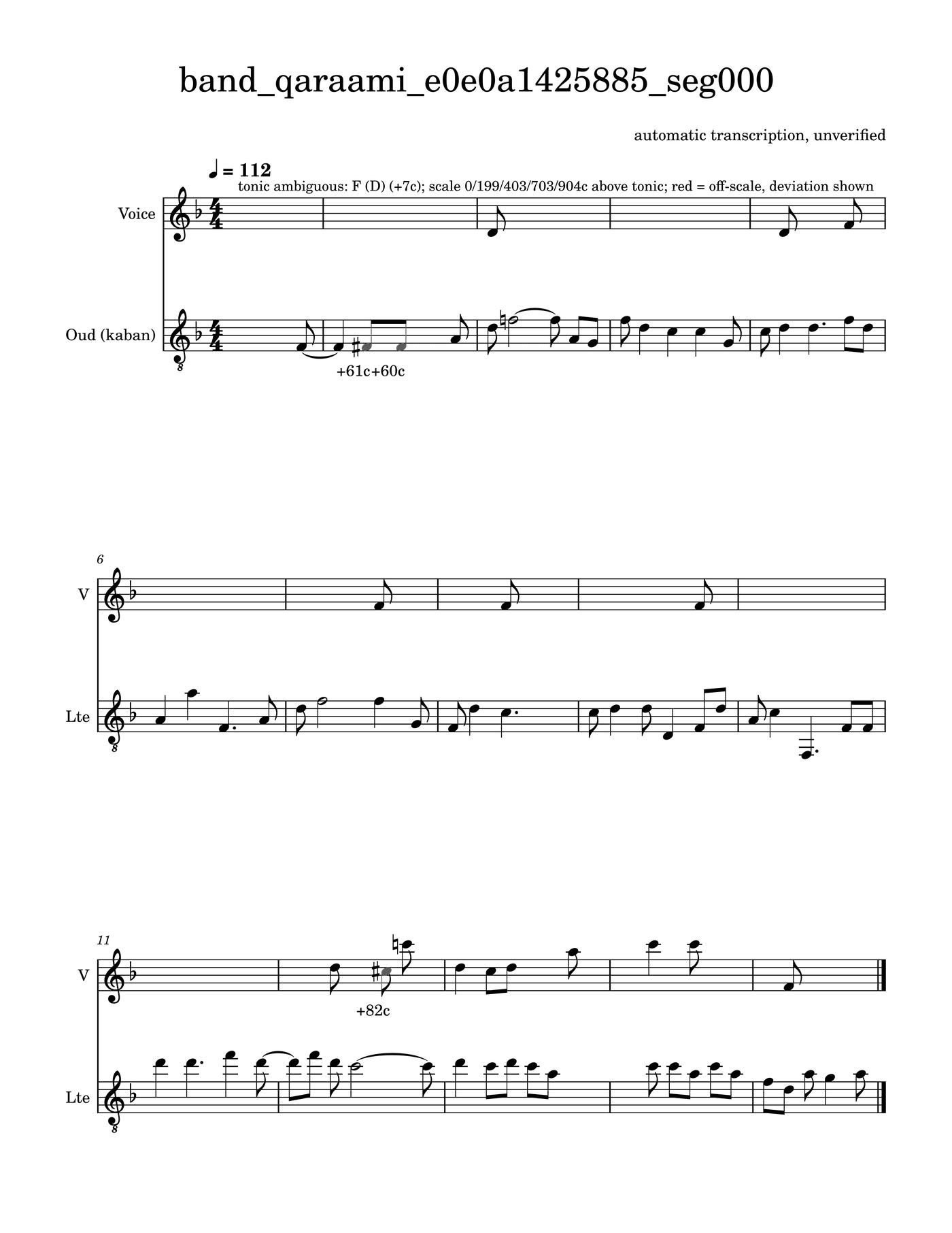 First page of the Band recording with voice score